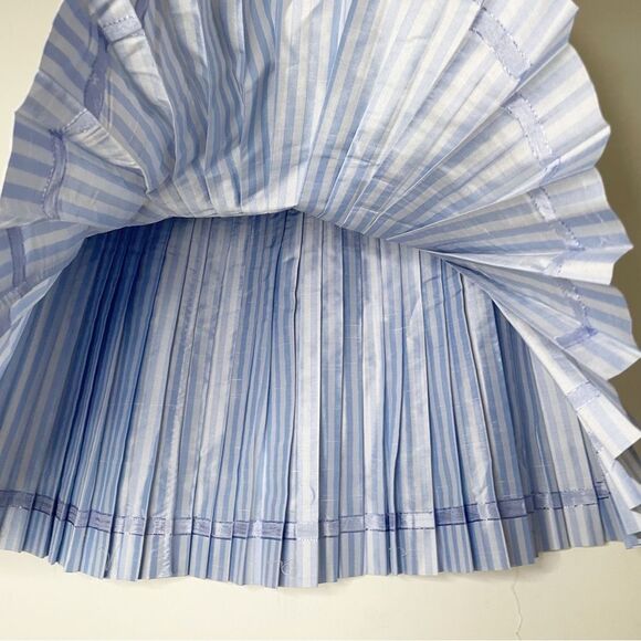 NWT Ideology Softly Pleated silk mini Skirt 6 capri blue embellished feminine - Picture 8 of 11